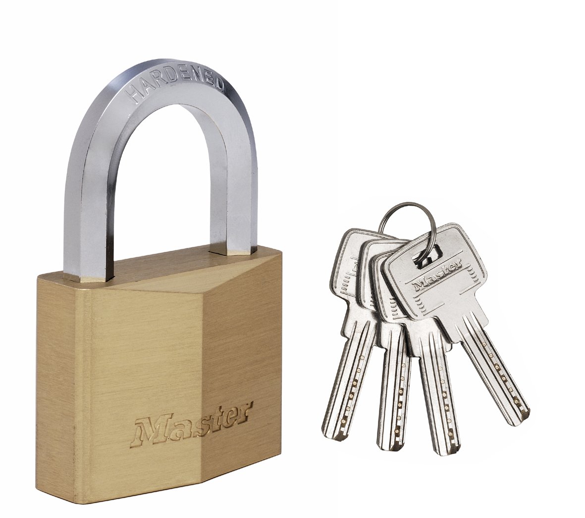 Master Lock 1155EURD Key Padlock with Brass Body and Hexagonal Shackle, Gold, 8,2 x 5 x 2,6 cm