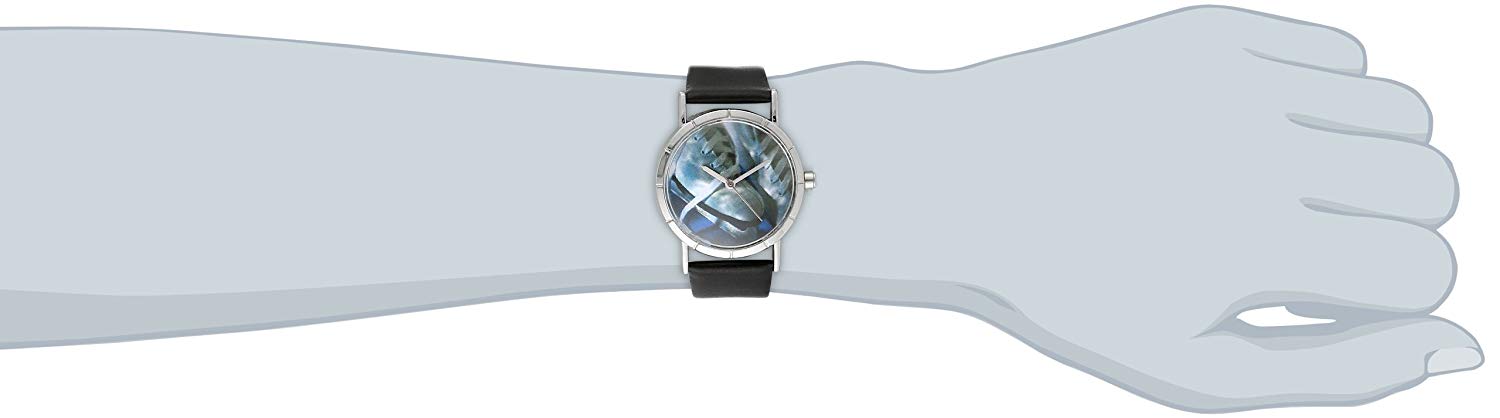 Whimsical Watches Ice Skating Lover Black Leather and Silvertone Photo Unisex Quartz Watch with White Dial Analogue Display and Multicolour Leather Strap R-0840026 - Image 2