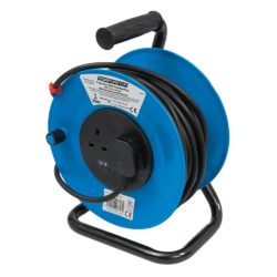 Schneider Electric Thorsman - 4 Socket Extension Lead Reel, 25 m, 13 A, 240 V, with Safety Cut Out Switch, Open Cable Reel, JJR42513
