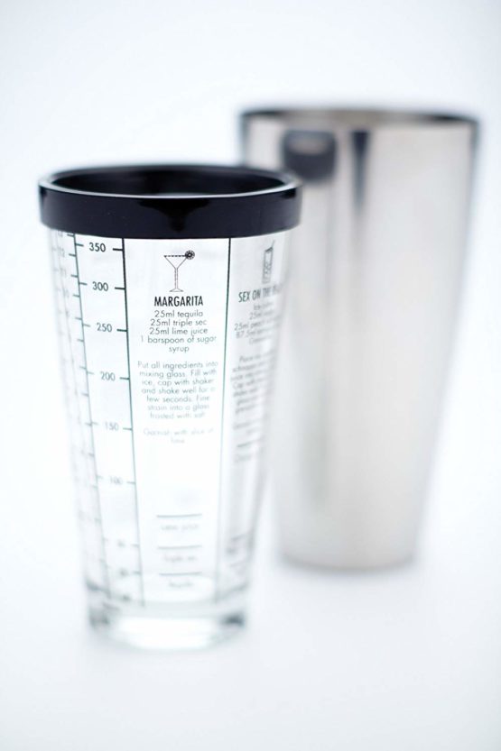 BarCraft Boston Cocktail Shaker Set with Printed Recipes in Gift Box, Stainless Steel / Glass, 400ml - Image 3