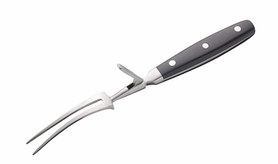MasterClass KCMCGUARD Stainless Steel Carving Fork with Guard, 28 cm (11"), Black