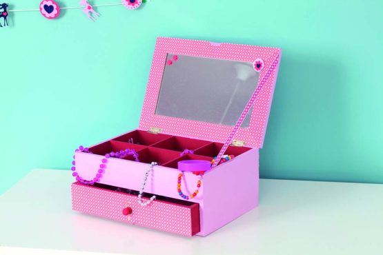 Artemio 6-Case Wooden Jewel Box with Mirror and Drawer, Beige - Image 3