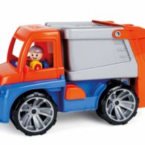 Lena 04416 TRUXX APPR. 29 cm, Rubbish Truck with Function, 1 Refuse bin Figure, for Children from 2 Years, Play Vehicle Set in Orange, Blue, Multi-Coloured