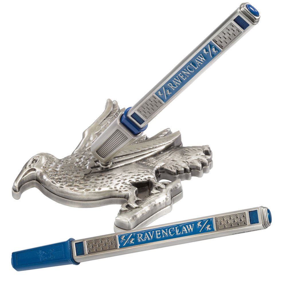 The Noble Collection Harry Potter Ravenclaw House Pen and Desk Stand, Die Cast Metal Pen and Raven Mascot Stand