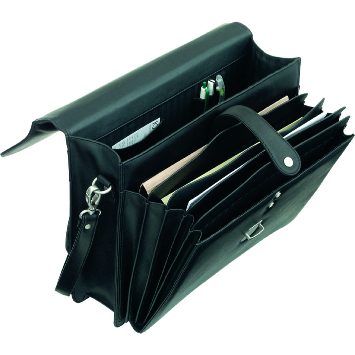 ALASSIO Forte Briefcase with Shoulder Strap 5 Document Sections Leather-look Black Ref 92011 - Image 2