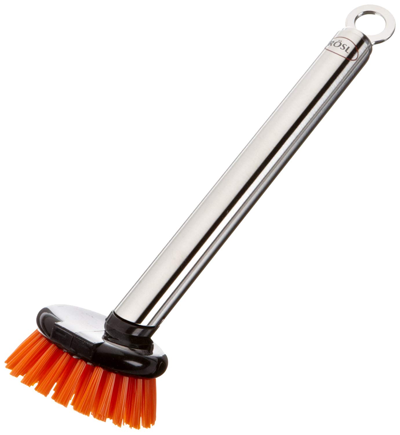 RÖSLE 12808 - Cleaning brush (Black, Orange, Stainless steel, Polyester), Silver, 23.5 x 5.5 x 5.5 cm