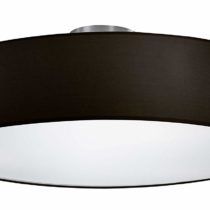 Trio Leuchten Ceiling Light, Nickel, Stoffschirm Schwarz, Black