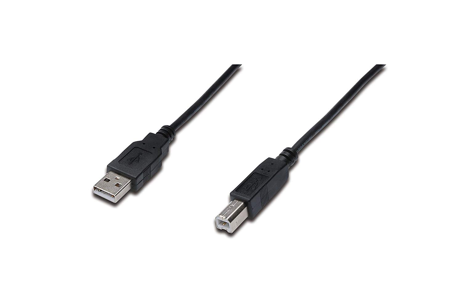 DIGITUS USB 2.0 cable - 0.5 m - USB A to Type B - 480 Mbps - Connection cable for computers notebooks, hubs, printers - Black
