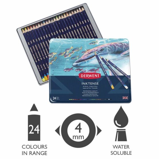 Derwent Inktense Permanent Watersoluble Pencils, Drawing & Painting, Set Of 24, Ideal For Layering & Use On Fabrics, Professional Quality, 0700929 - Image 2