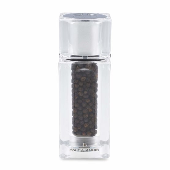 Cole & Mason H33506P Cube Combi Clear Salt Shaker and Pepper Mill | Precision+ | Acrylic | 145 mm | Duo Mill | Includes 1 x Salt Shaker/Pepper Grinder | Lifetime Mechanism Guarantee