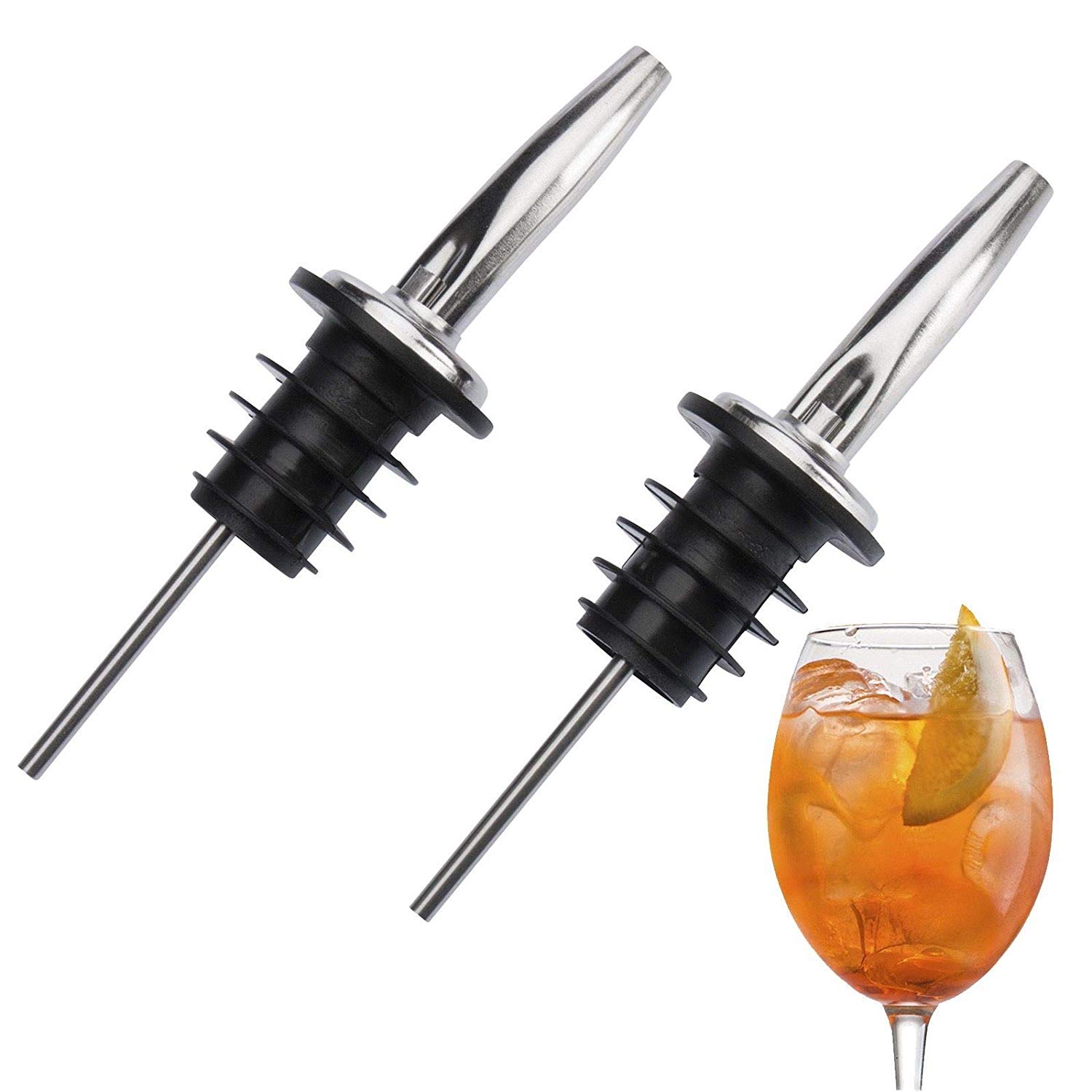 Westmark 2 Spirits/Oil/Vinegar Pourer for Bottles, with air Tube, Metal/Stainless Steel, Plastic Cork