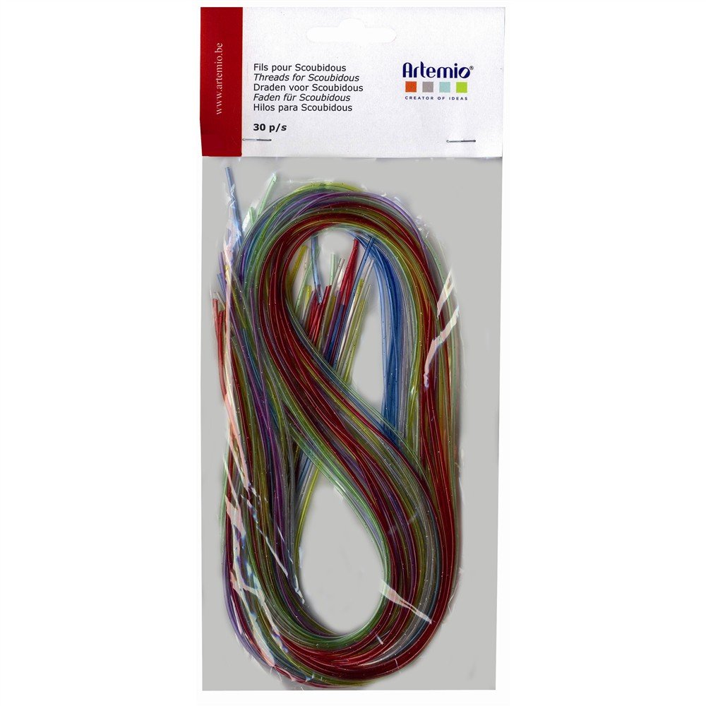 Artemio 30-Piece Glitter Threads for Scoubidous, Multi-Coloured, 21.0 L x 2.0 H x 11.0 W cm