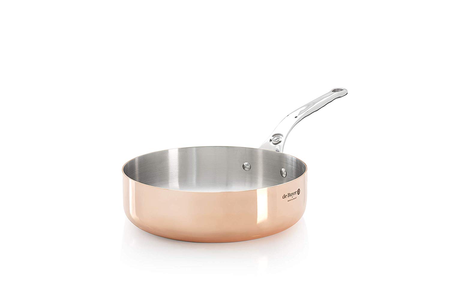De Buyer 6430.20 Inocuivre Straight Sauté Pan, 2 mm Thick, 20 cm Diameter, 52.6 x 26.19 x 13.21 cm, Brown