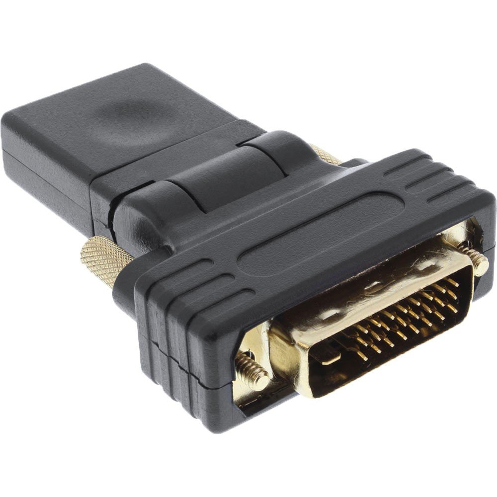 InLine 17660 W HDMI Female to DVI Male Adapter (Gold-Plated Contacts, Flexible Angle, 4K2K Compatible), Black