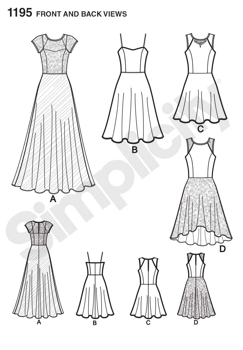 Simplicity 1195 Size D5 4/6/8/10/12 "Misses and Miss Petite Special Occasion Dress Sewing Pattern White, D5 (4-6-8-10-12) - Image 4