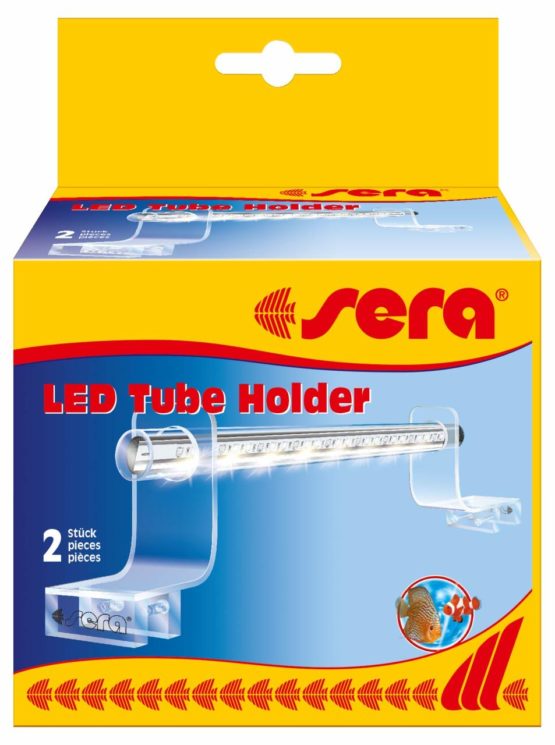 Sera 31292 LED Tube Holder Clear Acrylic Glass Holder Pack of 2 Silver