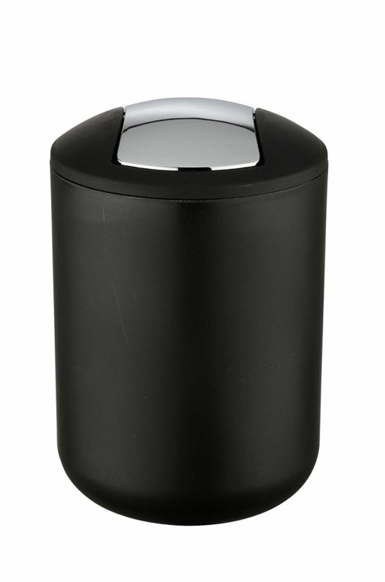 WENKO 21211100 Swing cover bin Brasil Black S - unbreakable, capacity 2 L, Thermoplastic elastomer (TPE), 14 x 19 x 14 cm, Black - Image 2