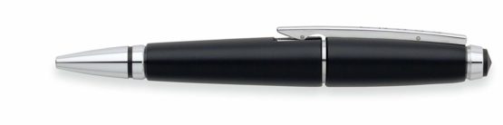 Cross Edge Refillable Retractable Plastic Gel Ink Rollerball Pen with Chrome Appointments, Medium Ballpoint, includes Premium Gift Box and Black Cartridge, 1 Pack, Jet Black