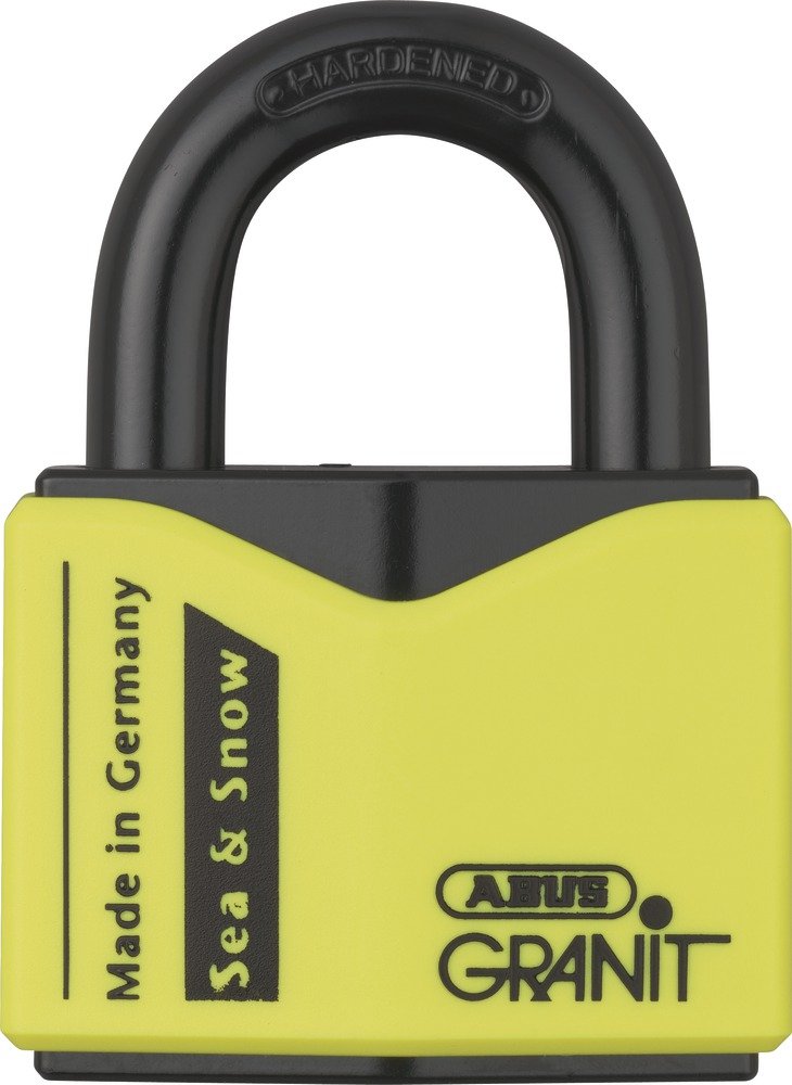 ABUS Granit Padlock 37/55 Sea & Snow - Made of Hardened Special Steel - with ABUS Plus disc Cylinder - Security Level 10 - Black/Yellow