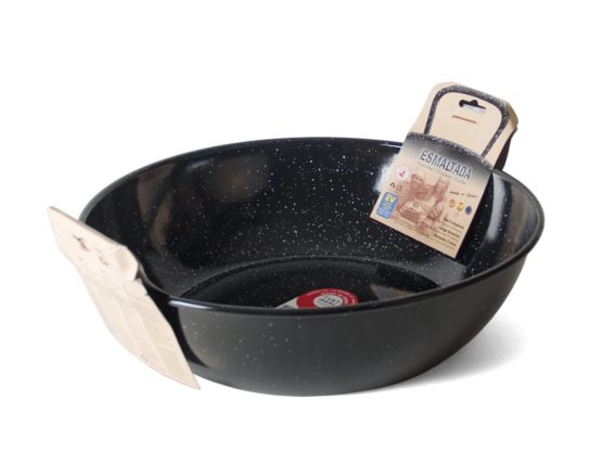 La Ideal Enamelled Steel Deep Pan, Black, 36 cm, Pack of 1
