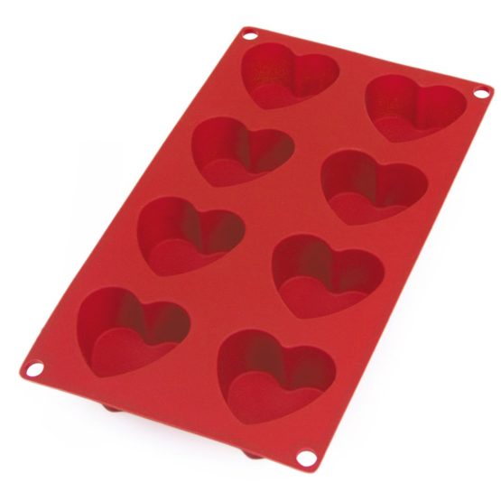 Lékué 8 Cavity Gourmet Heart Mould, Red