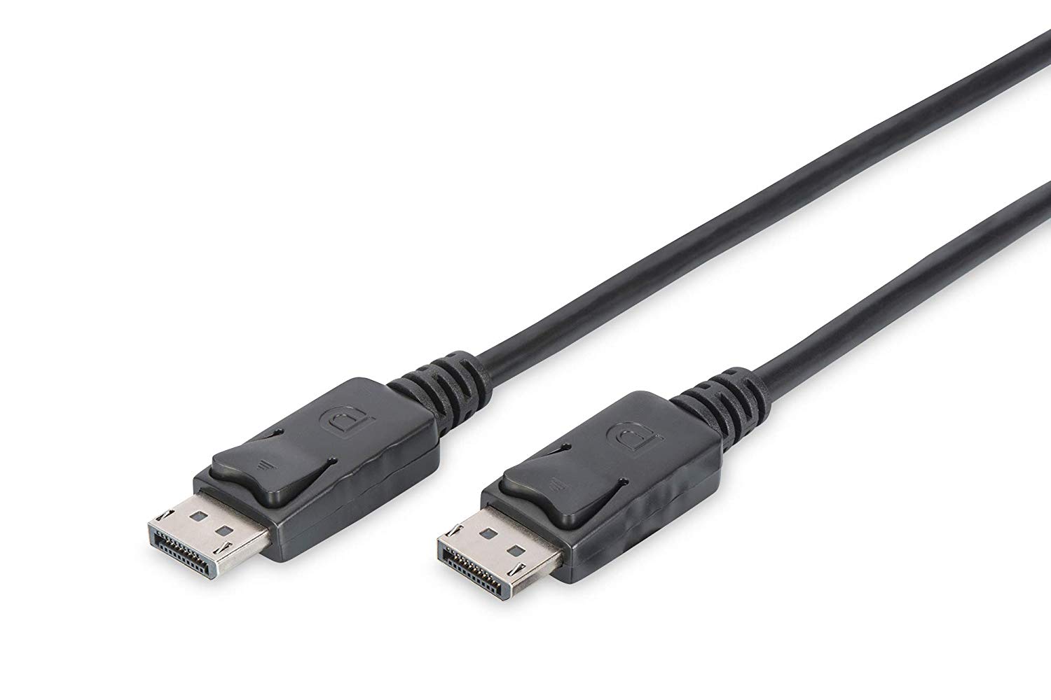 Digitus DisplayPort cable - UHD 4K/60Hz - 2m - with latch - HBR 2 - Compatible with monitor, Black