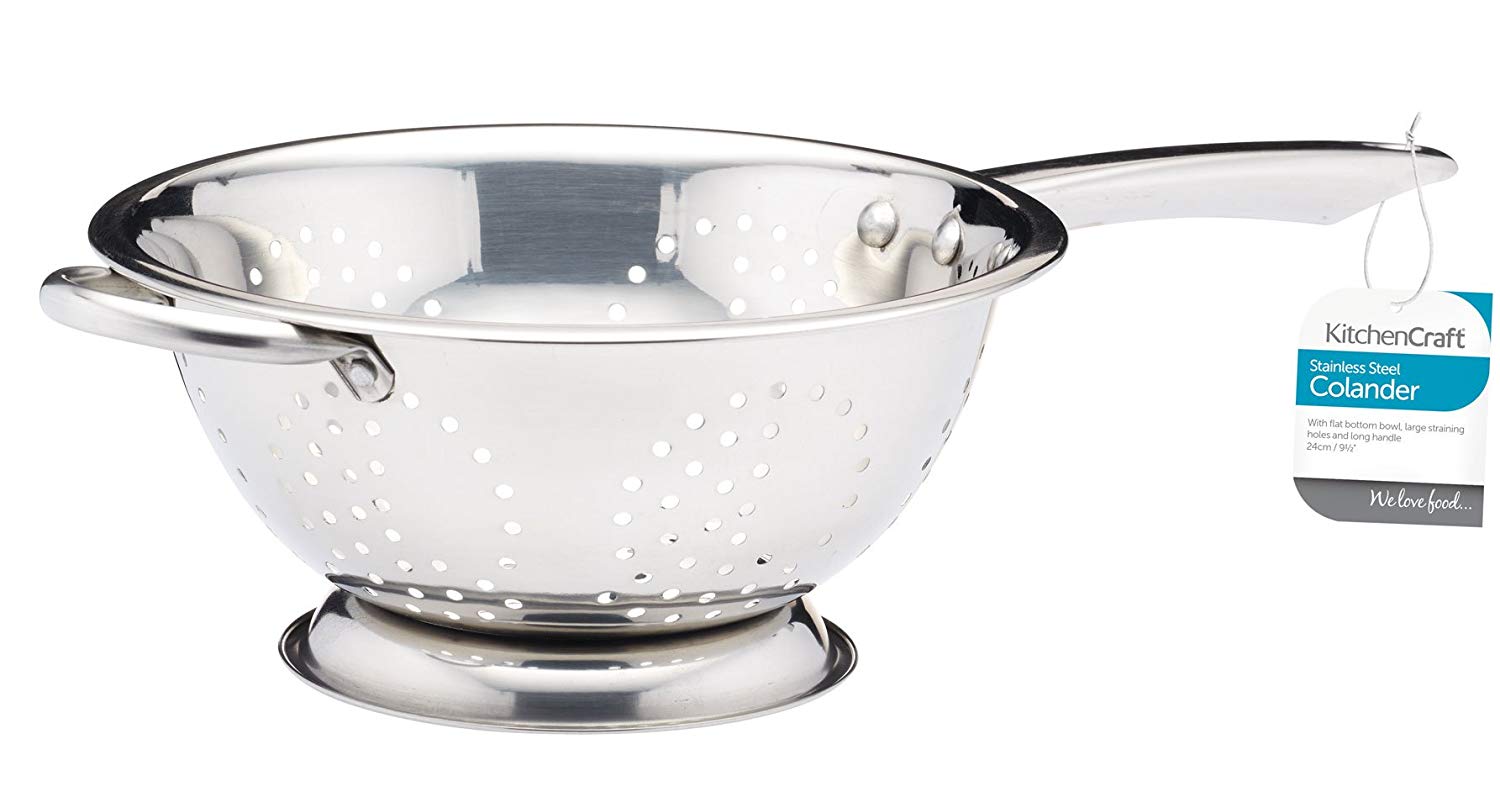 KitchenCraft Footed Stainless Steel Long-Handle Colander, 24 cm (9.5"), Silver, 9.9 x 24.1 x 41.5 cm - Image 2
