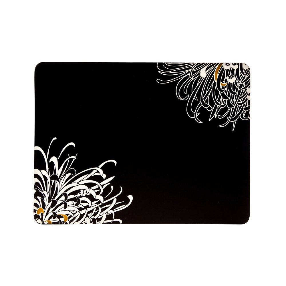 Denby 151048505 30.5 x 23 cm Cork Backed Monsoon Chrysanthemum Charcoal