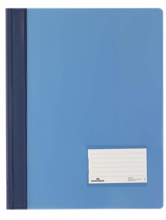 Durable DURALUX A4 Document Folder Blue | Made From High Quality PVC | Extra Wide for Filing Punched Pockets | Pack of 25