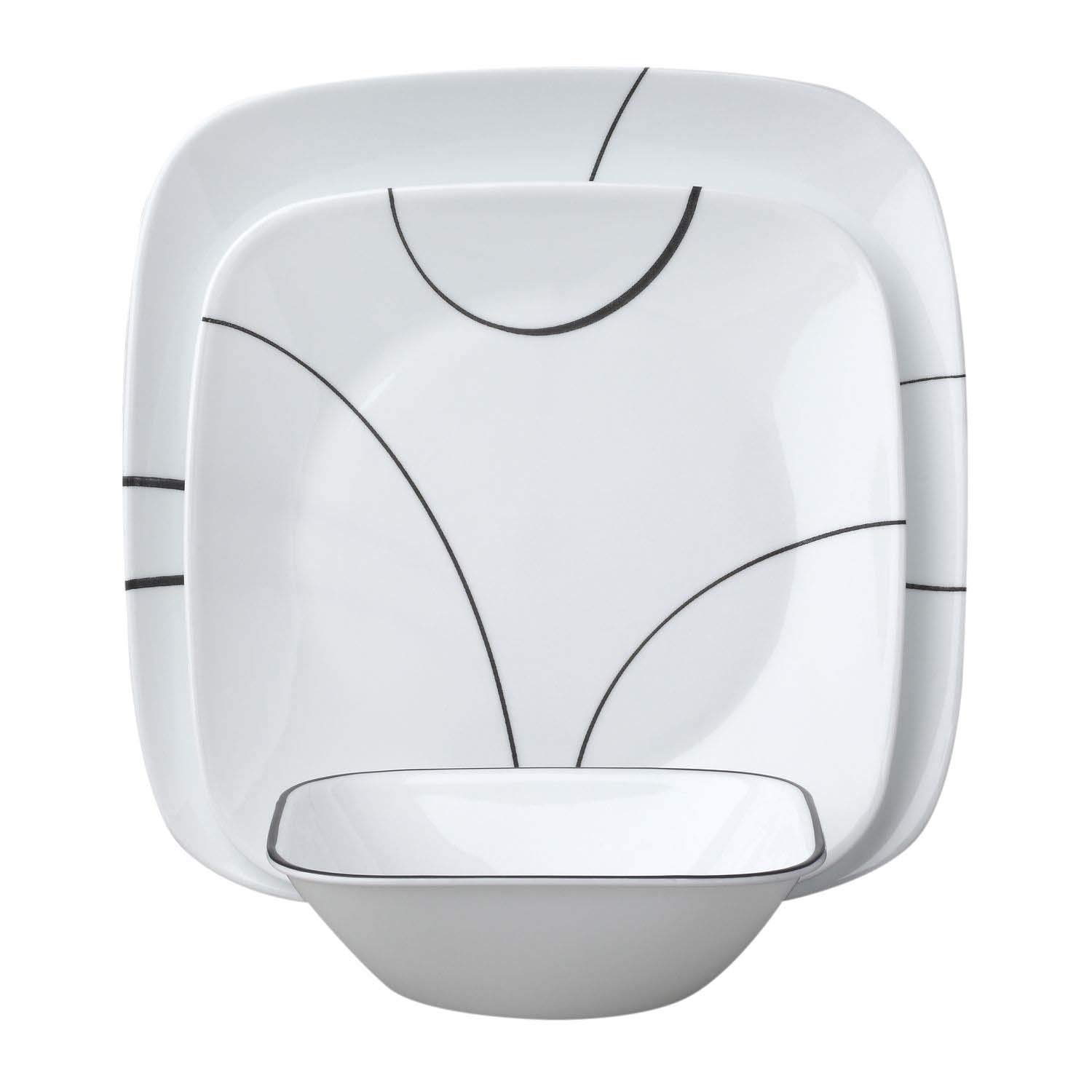 Corelle 18Piece Vitrelle Glass Simple Lines Chip and Break Resistant