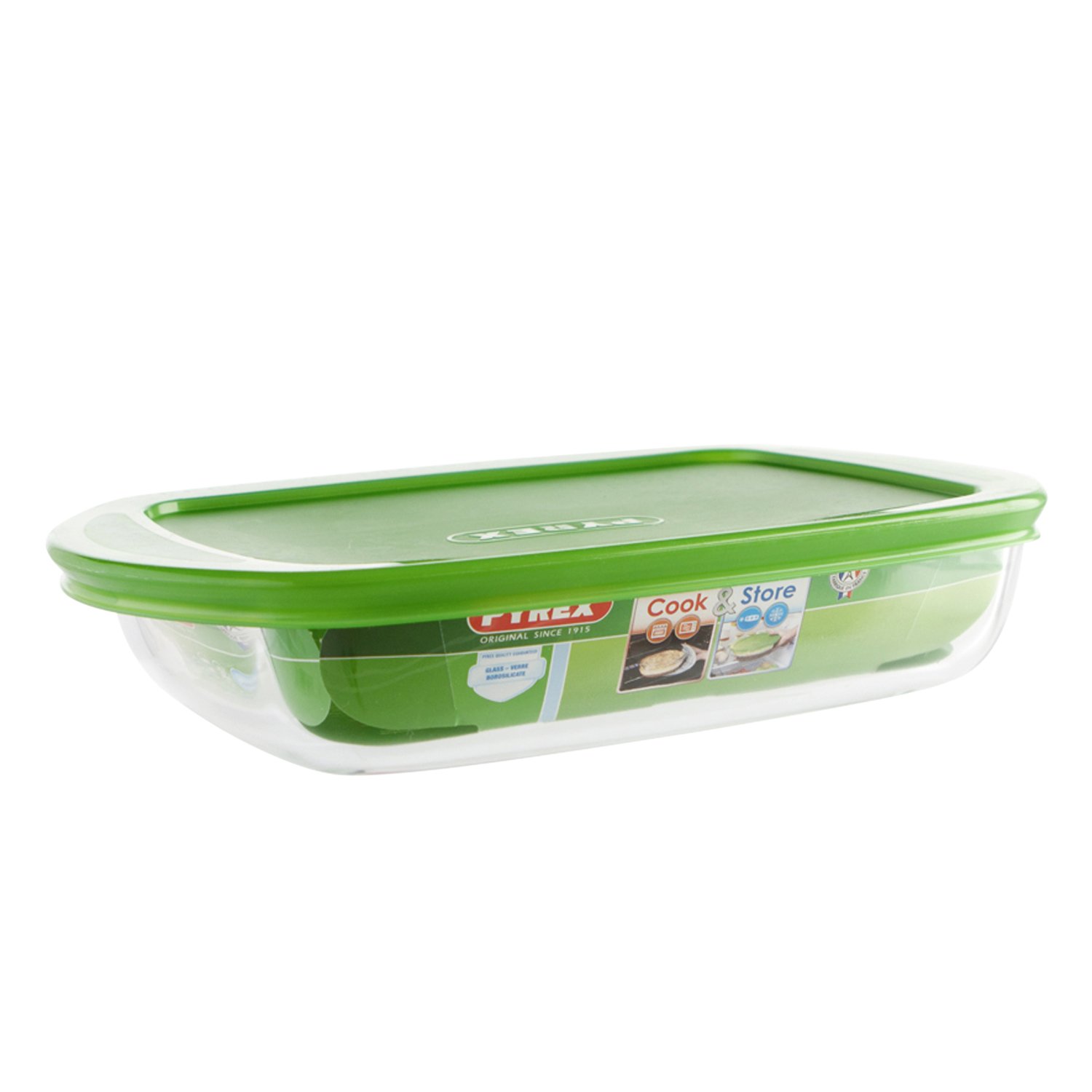 Pyrex C&S Basic Rectangular Dish with Lid 15 x 23 x 4.5 cm, Multi-coloured - Multi-coloured, 0.75 l