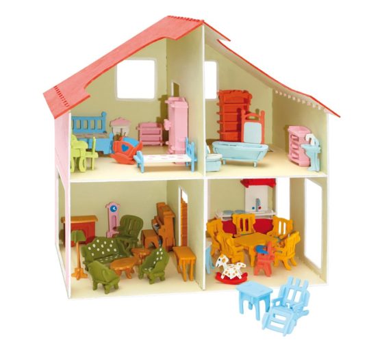 Wooden Dolls House Includes Furniture Flat Pack Plywood Self Assembly Ideal Fairy House Unpainted - Image 2