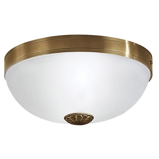 EGLO Imperial Ceiling Light 2 Bulbs Ceiling Light Vintage Rustic Living Room Lamp Made of Burnished Cast Metal and Satin Glass in White, Kitchen Lamp, Hallway Lamp with E27 Socket, Burnished / White