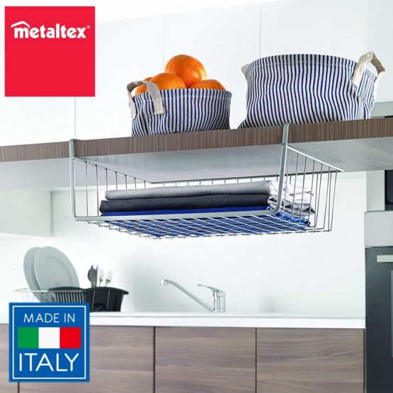 Metaltex Kanguro Cupboard Organiser, Under Shelf Storage Basket with Polytherm Coating for Long Term Use, Silver, Size: 40 cm, Multicolor - Image 4
