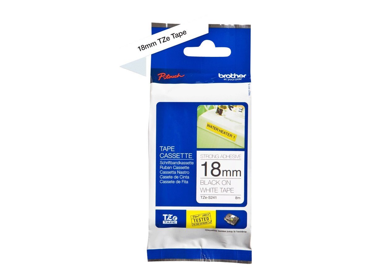Brother TZe-S241, Extra strength adhesive, black on white, Roll (1.8 cm x 8 m) 1 cassette(s) laminated tape