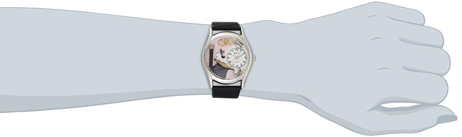 Whimsical Watches Magic Black Leather and Silvertone Unisex Quartz Watch with White Dial Analogue Display and Multicolour Leather Strap S-0420009 - Image 2