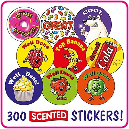 280 Scented Apple Green All Week School Children Pupil Reward Stickers 37mm Kids 