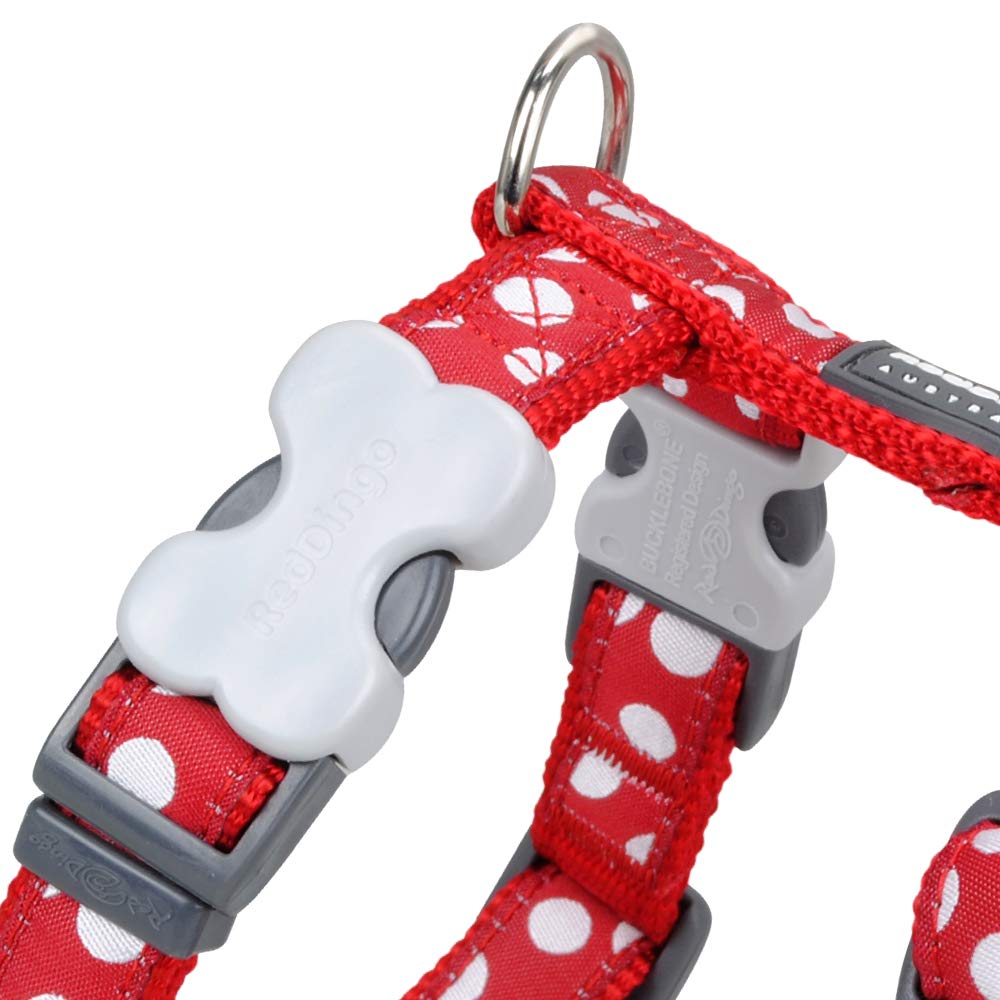 Red Dingo Classic Dog Harness, Design, White Spots on Red, MEDIUM (20mm) - Image 2