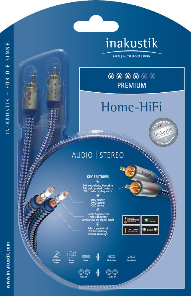 In-akustik Premium II Stereo Audio Cable 0.75 m, Blau/Silber, 1.5 m - Image 4