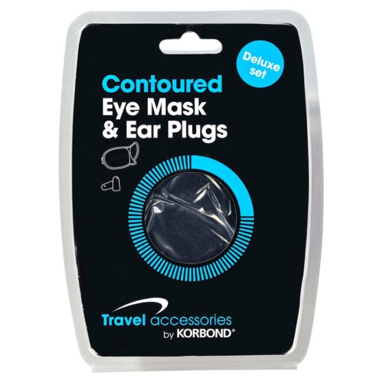 Korbond Contoured Eye Mask and Ear Plugs Set Packing Organiser, 18 cm, Black - Image 2