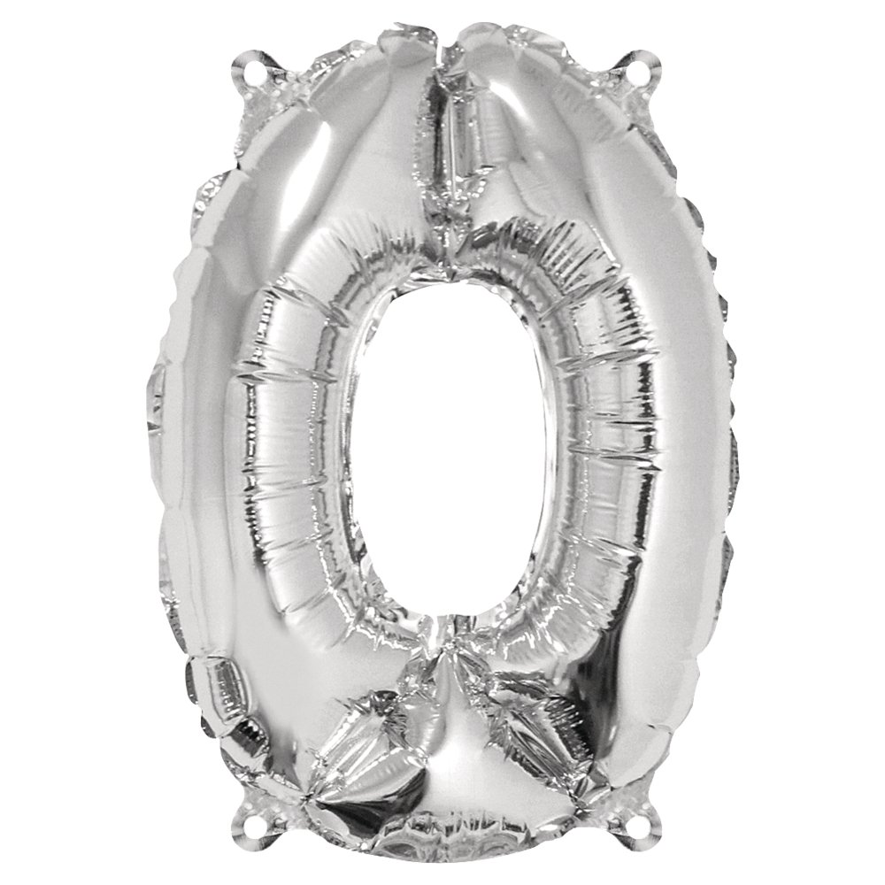Rayher 87032606 Foil Balloon Number 0 ", Silver, 40cm, SB-Btl 1Stück
