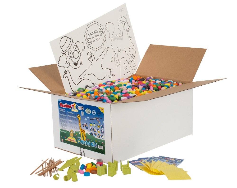fischerTiP 49114 Box XL - Craft Kit for Children with Accessories Creative Toy for Ages 3+, 6000 Pieces, Multicolor