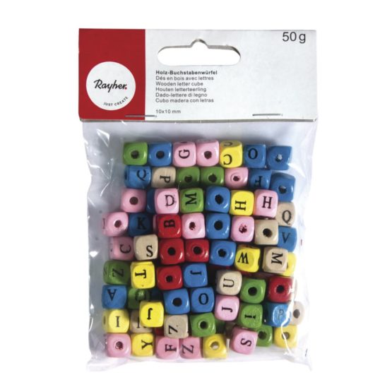 Rayher Wooden Letter Cube, 10x10 mm, tab-Bag 50g, Mixed, miscellaneous, Multi-Colour, 1.4 x 1 x 0.19 cm - Image 2