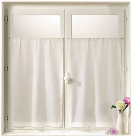 Linder 0323/10/415 Rod-Top Window Screens Set of 2 Straight Muslin White 95X200