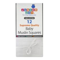 Junior Joy Baby Muslin Squares (Pack of 12, White)