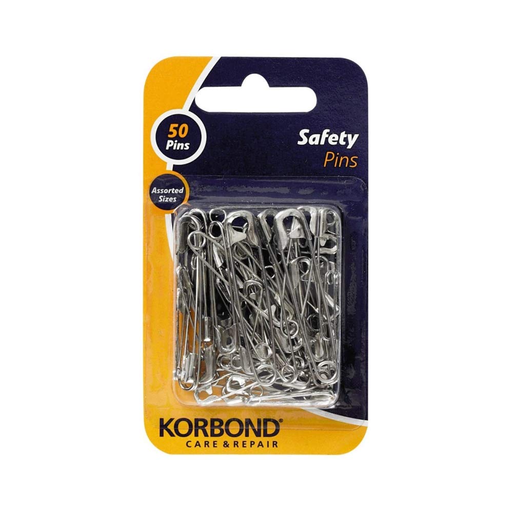 Korbond Safety Pins - 100 Pieces in Assorted Sizes - 2.5cm, 3.5cm & 5cm Pins - Tempered Steel, Nickel, 100 Pins - Image 3