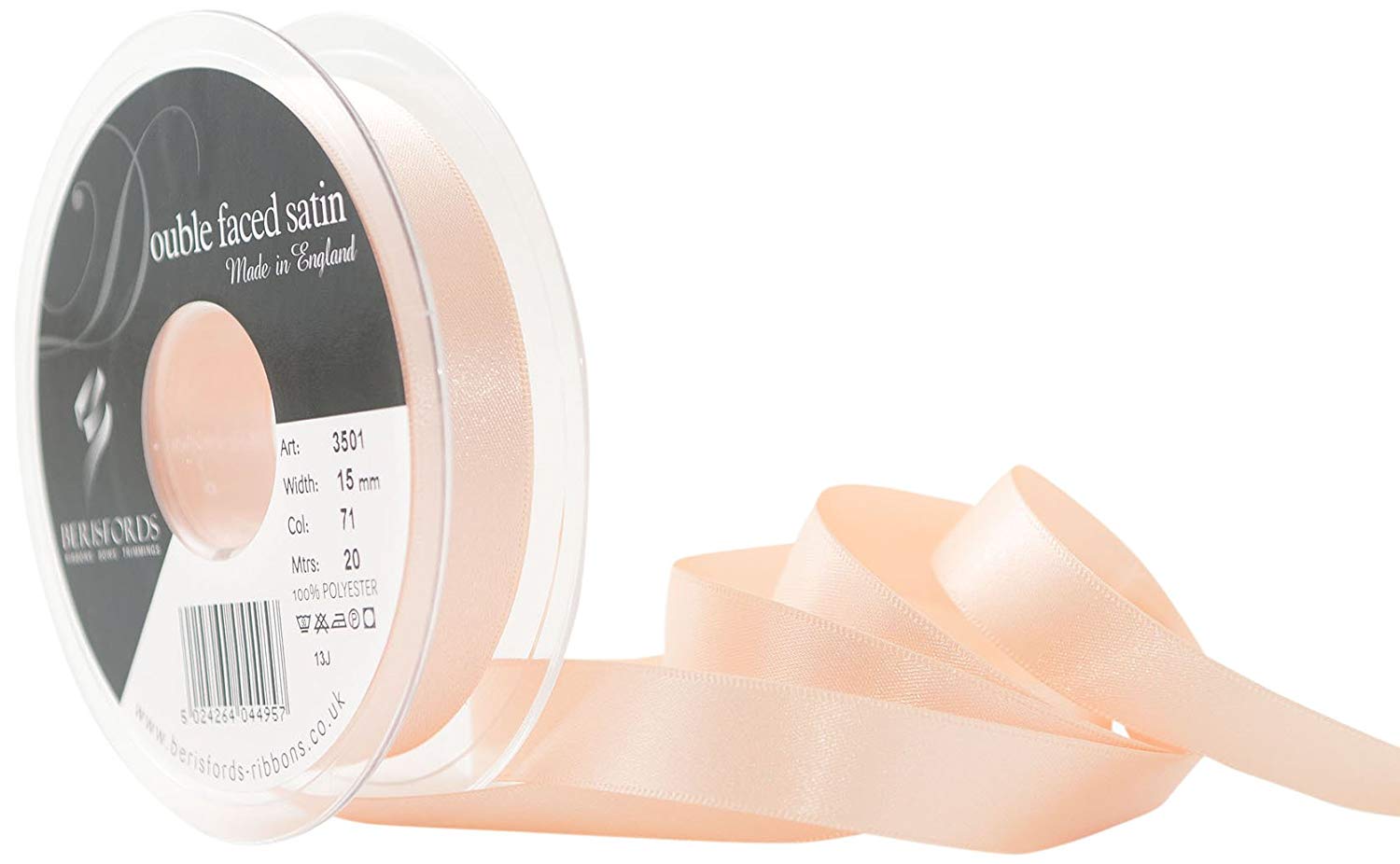 Berisfords Ribbon, Peach, 15 mm, 3501-PE-15