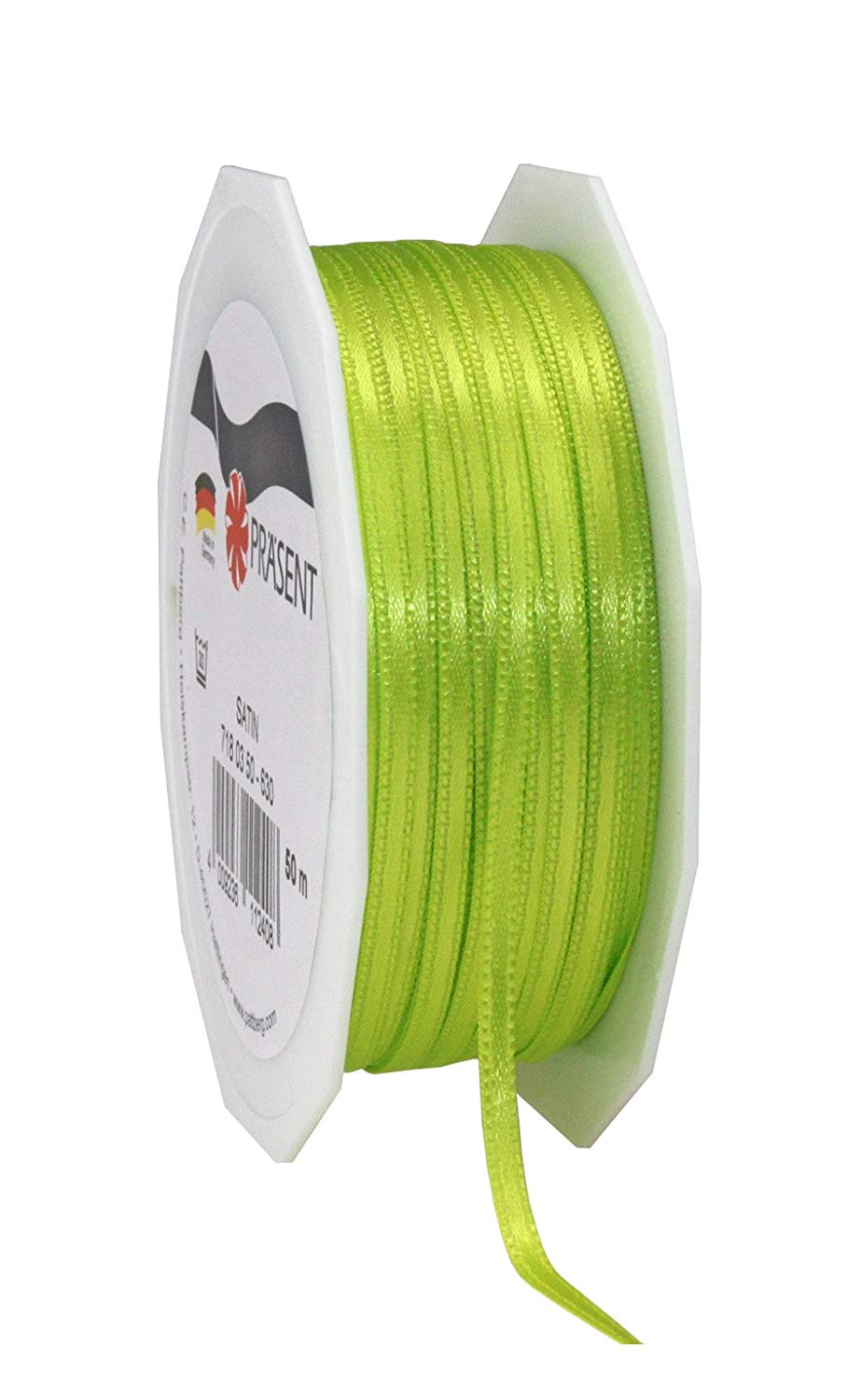 PRÄSENT C.E. Pattberg SATIN light green gift ribbon, 55 yards for Wrapping Gifts 0.12 inches width