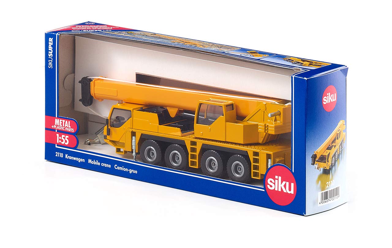 siku 2110, Mobile Crane Truck, 1:55, Metal,Plastic, Yellow, Telescopic extension arm, 9.45 inches - Image 2