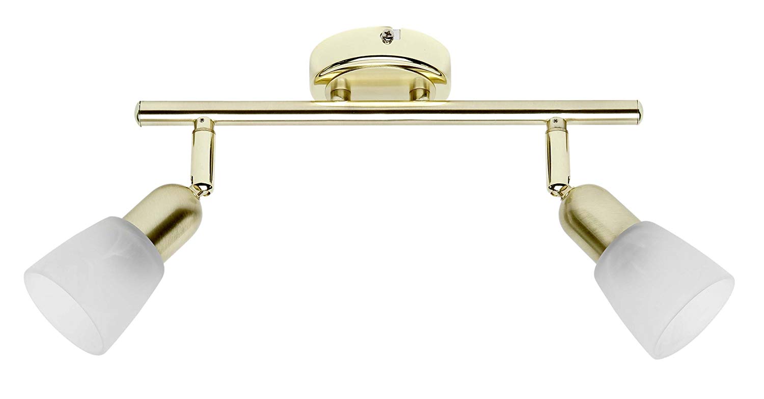 Brilliant Sofia 55313/18 Spotlight Bar 2-Bulb Brass/Alabaster, Gold, 100 x 330 x 215 mm